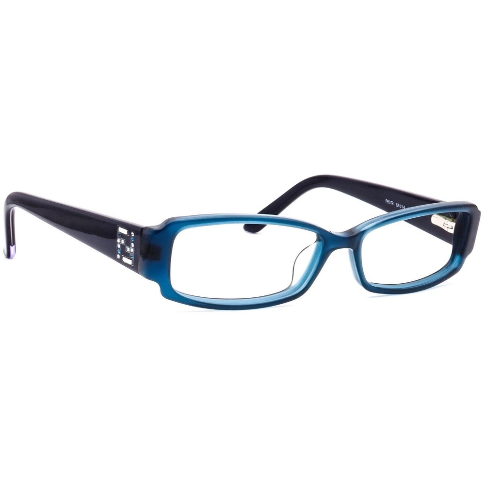 NWOT FENDI Women's Eyeglasses F957R 425 Blue with Crystal FF Rectangular Frame